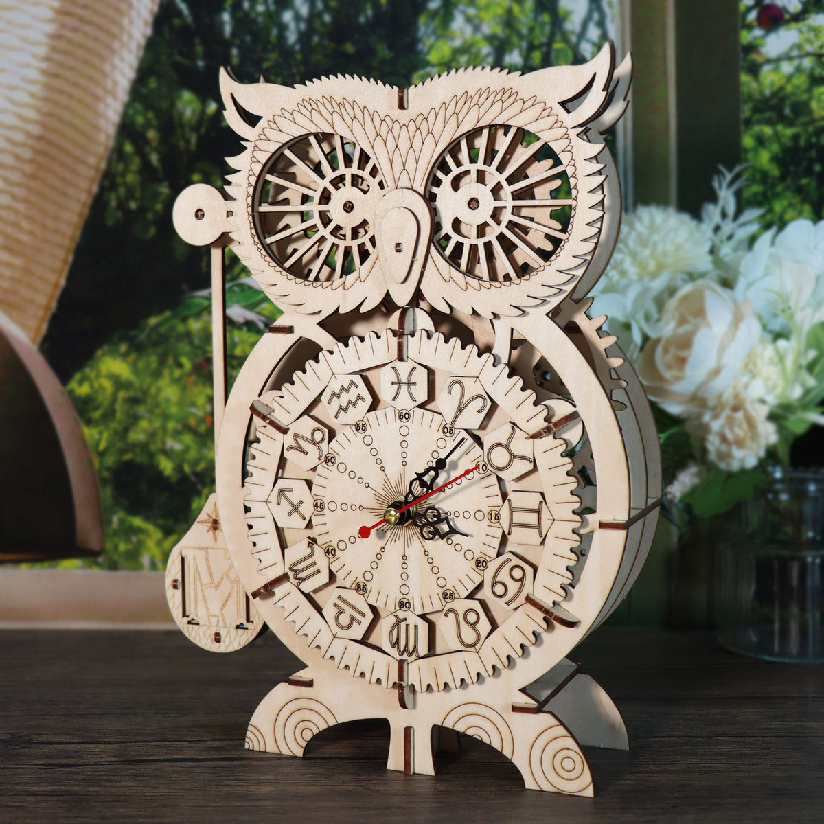 MUSIC PARK 3D Wooden Puzzle Owl Clock Model Kits To Build Wooden Construction Handmade Craft Unique Christmas Gift