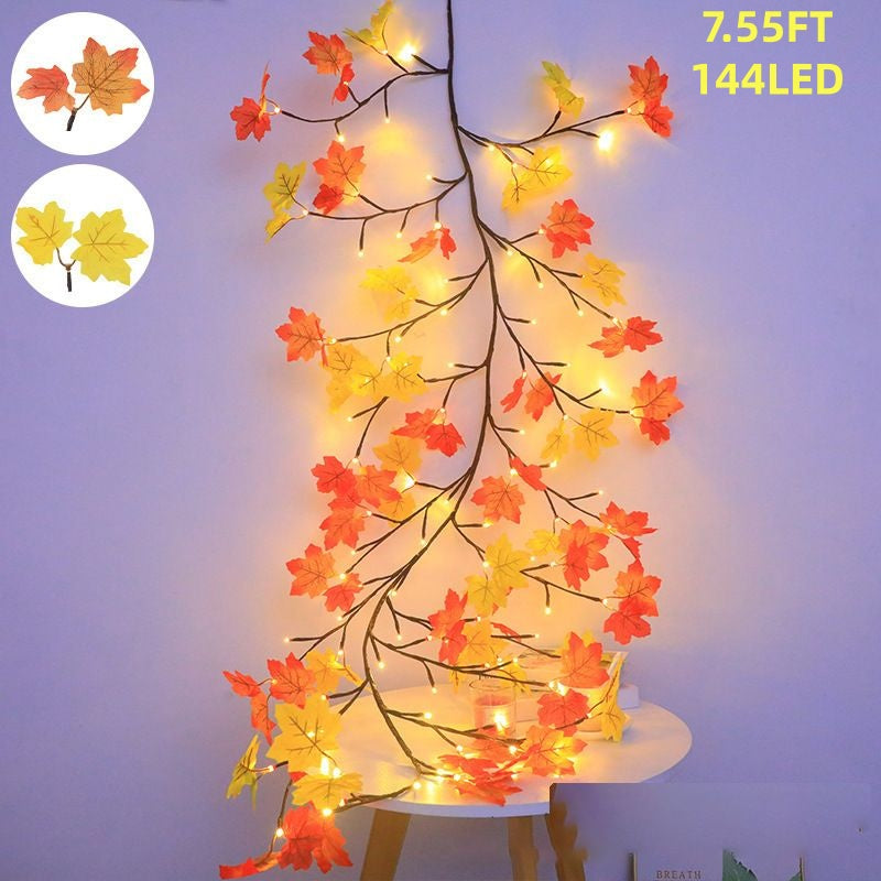 9.52FT 144 LED Autumn Decorative Lights, Home USB-powered Waterproof Autumn Wreath, Suitable For Indoor And Outdoor Decoration During Halloween And Thanksgiving