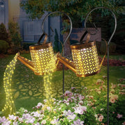 Outdoor Solar Watering Can With Lights Garden Decor Large Solar Powered Lanterns Hanging Waterproof LED Decorative Retro Metal Kettle String Lights For Table Yard Pathway Walkway Gardening Gifts