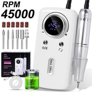 Professional Electric Nail Drill, 45000RPM Cordless Nail File Drill With 6 Drills, LCD Display, Nail File Machine For Removing Acrylic Gel Nails, Nail Salon Equipment, Rechargeable