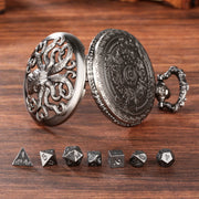 Thick Chain Octopus Symmetrical Pocket Watch Dice Set, Equipped With 7 Mini DND Dice Game Polyhedral Metal Dice, Desktop Role-playing Game Dice Accessories Gift