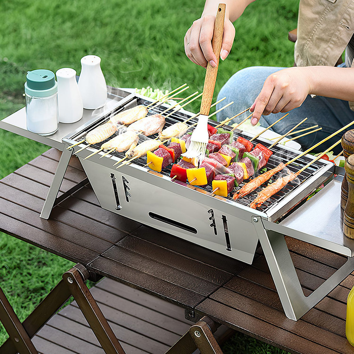 3-in-1 Foldable Charcoal Grill & Fire Pit