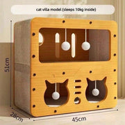 2 Styles Double Layer Cat Scratcher House Multifunctional Corrugated Paper Cat Nest Villa Large Space Cat Cave Bed With Hanging Ball Toy Wear Resistant Claw Grinding Cat House Indoor
