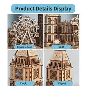 Sales Are Prohibited On The TEMU And SHEIN -MUSIC PARK 3D Wooden Puzzle Big Ben Model Kits Desktop Clock DIY Building Blocks Creative Gift Home Decor For Family Unique Christmas Gift