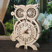 MUSIC PARK 3D Wooden Puzzle Owl Clock Model Kits To Build Wooden Construction Handmade Craft Unique Christmas Gift