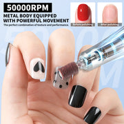 50000RPM Professional Electric Nail File Kit - Rechargeable Cordless Nail Drill For Acrylics Gel Nails, Portable E File Machine With 6 Bits For Home Salon Manicure Pedicure Care
