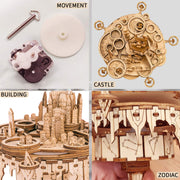 MUSIC PARK 3D Wooden Puzzles Music Box Kits You Are My Sunshine Castle Building Model DIY Crafts Birthday Gift For Women