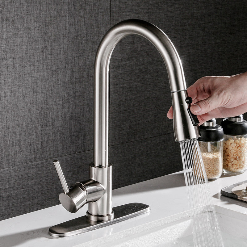 Pull-Out Brushed Copper Kitchen Sink Faucet