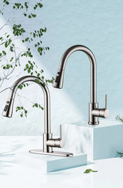Pull-Out Brushed Copper Kitchen Sink Faucet