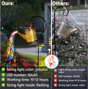 Outdoor Solar Watering Can With Lights Garden Decor Large Solar Powered Lanterns Hanging Waterproof LED Decorative Retro Metal Kettle String Lights For Table Yard Pathway Walkway Gardening Gifts