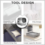 Splash Proof Cat Litter Box Splash Proof Cat Litter Box Closed Cat Litter Box With Lid, Easy To Clean Drawer Design, Odor Control, Space Saving Pet Waste Solution, Splash Proof Cat Toilet Front Entran