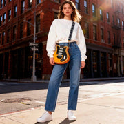 Romantic Gifts Personality Novelty Guitar Shaped Crossbody Bag Style Rivets Decor Shoulder Handbag For Women. Tote Bags For Women, Black Bag, Shoulder Bag, Crossbody Bag, Valentine's Day Gifts