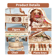 MUSIC PARK 3d Wooden Puzzle Piano Music Box Can Be Played Handmade Assembly Model Kit DIY Crafts Holidays Birthdays Christmas Gifts