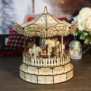 MUSIC PARK 3d Wooden Puzzle Carousel Music Box Handmade Assembly Model Kit Holidays Birthdays Christmas Gifts