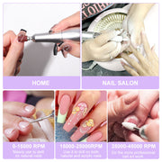 Electric Nail Drill Professional 45000RPM - Rechargeable Nail Drill Kit Portable Electric Nail File With Complete Bits For Acrylic Nails Gel Polishing Removing
