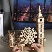 Sales Are Prohibited On The TEMU And SHEIN -MUSIC PARK 3D Wooden Puzzle Big Ben Model Kits Desktop Clock DIY Building Blocks Creative Gift Home Decor For Family Unique Christmas Gift
