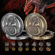 Creative Thick Chain Pocket Watch Set, Equipped With 7 Mini DND Game Polyhedral Metal Dice Tabletop Role-playing Game Dice, Enhancing RPG Gaming Experience And Providing Players With Unique Gifts