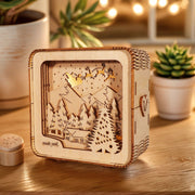 MUSIC PARK 3D Wooden Puzzles Merry Christmas Model Kit Night Lights Desk Decorations Birthday Christmas Gifts For Women