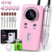 Professional Electric Nail Drill, 45000RPM Cordless Nail File Drill With 6 Drills, LCD Display, Nail File Machine For Removing Acrylic Gel Nails, Nail Salon Equipment, Rechargeable