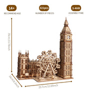 Sales Are Prohibited On The TEMU And SHEIN -MUSIC PARK 3D Wooden Puzzle Big Ben Model Kits Desktop Clock DIY Building Blocks Creative Gift Home Decor For Family Unique Christmas Gift
