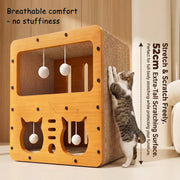 2 Styles Double Layer Cat Scratcher House Multifunctional Corrugated Paper Cat Nest Villa Large Space Cat Cave Bed With Hanging Ball Toy Wear Resistant Claw Grinding Cat House Indoor