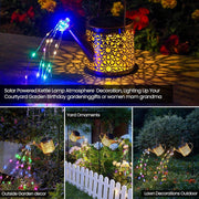Outdoor Solar Watering Can With Lights Garden Decor Large Solar Powered Lanterns Hanging Waterproof LED Decorative Retro Metal Kettle String Lights For Table Yard Pathway Walkway Gardening Gifts