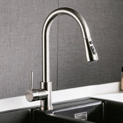 Pull-Out Brushed Copper Kitchen Sink Faucet