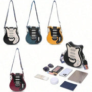 Romantic Gifts Personality Novelty Guitar Shaped Crossbody Bag Style Rivets Decor Shoulder Handbag For Women. Tote Bags For Women, Black Bag, Shoulder Bag, Crossbody Bag, Valentine's Day Gifts