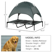 48" x 36" Elevated Portable Dog Cot Cooling Pet Bed with UV Protection Canopy Shade