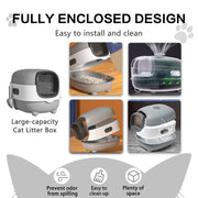 Splash Proof Cat Litter Box Splash Proof Cat Litter Box Closed Cat Litter Box With Lid, Easy To Clean Drawer Design, Odor Control, Space Saving Pet Waste Solution, Splash Proof Cat Toilet Front Entran