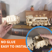 3D Wooden Puzzle Mechanical Train Model Kits Brain Teaser Puzzles Vehicle Building Kits Unique Gift On Birthday Christmas Day