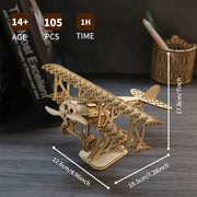 3D Wooden Puzzle Wood DIY Craft  Bi-Plane Model Kits Handmade Gifts