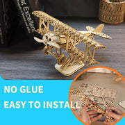 3D Wooden Puzzle Wood DIY Craft  Bi-Plane Model Kits Handmade Gifts