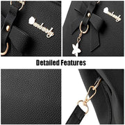 Top-handle Handbags Purse For Women Small Satchel PU Leather Shoulder Crossbody Bag With Bowtie Pendant
