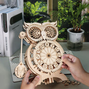 MUSIC PARK 3D Wooden Puzzle Owl Clock Model Kits To Build Wooden Construction Handmade Craft Unique Christmas Gift
