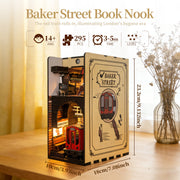 3d Wooden Puzzle For Adults Baker Street Book Nook With Lights Model Kit Dollhouse DIY Miniature House Birthday And Christmas Gifts