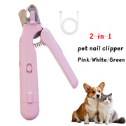 2 In 1 Pet Nail Clippers With Led Light Dog Cat Special Blood Line Scissors Multifunction Animals Paw Nail Trimmer Pet Supplies
