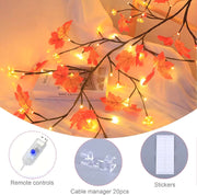 9.52FT  144 LED Autumn Decorative Lights, Home USB-powered Waterproof Autumn Wreath, Suitable For Indoor And Outdoor Decoration During Halloween And Thanksgiving