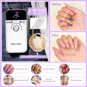 Electric Nail Drill Professional 45000RPM - Rechargeable Nail Drill Kit Portable Electric Nail File With Complete Bits For Acrylic Nails Gel Polishing Removing