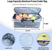 Collapsible Wagon 140L Wagons Carts Foldable With Removable Canopy, Folding Wagon Cart With Wheels For All-Terrain With Brake, Foldable Wagon With Cooler Bag, For Camping Beach Shoppin