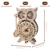 MUSIC PARK 3D Wooden Puzzle Owl Clock Model Kits To Build Wooden Construction Handmade Craft Unique Christmas Gift