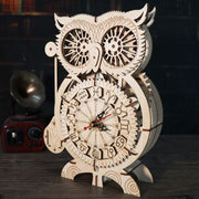 MUSIC PARK 3D Wooden Puzzle Owl Clock Model Kits To Build Wooden Construction Handmade Craft Unique Christmas Gift