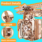 MUSIC PARK 3d Wooden Puzzle Punk Airplane Music Box You Are My Sunshine Handmade Assembly Model Kit Holidays Brthdays Christmas Gifts