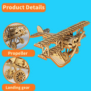 3D Wooden Puzzle Wood DIY Craft  Bi-Plane Model Kits Handmade Gifts